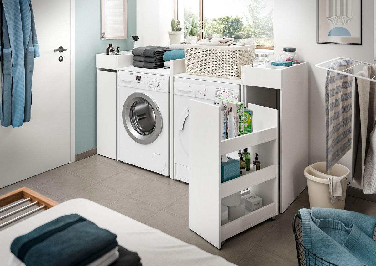 WASCHMASCHIENENUMBAU Mixx Bad in weiß Nachbildung - modernes Design - B/H/T: 60x101x60 cm - Weiß, Holzwerkstoff (60/101/60cm)