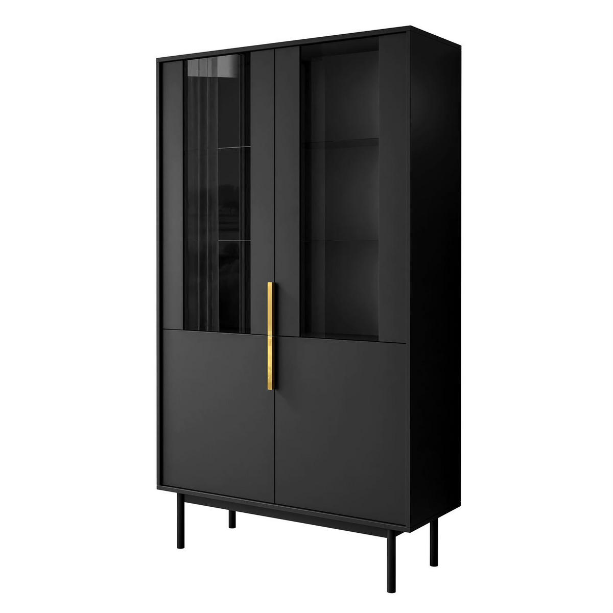 VITRINE MIRACLE mit Glasfront Schwarz - Schwarz, Holzwerkstoff (104/180/39cm) - Lookway