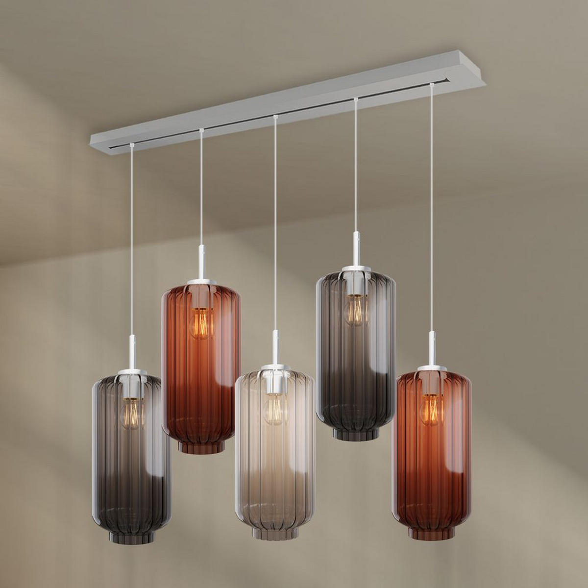 HÄNGELEUCHTE Velo 5-flammig Mehrfarbig Ø 18cm - Multicolor/Weiß, Glas (18/18/33cm) - s.luce