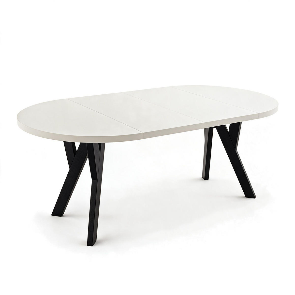 ESSTISCH ausziehbar rund 90-190 cm ATO Weiß, Auszugstisch mit Einlegeplatte - Schwarz/Weiß, Holzwerkstoff (90/90/77cm) - VENASI MÖBEL