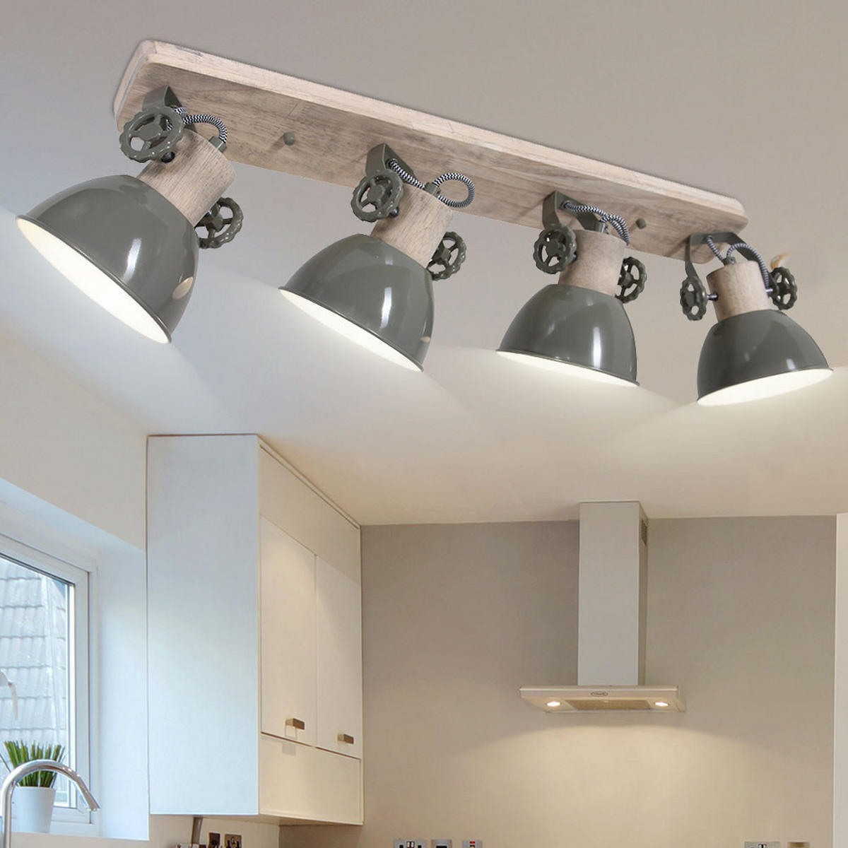 LED DECKENLEUCHTE Holzoptik Grün Metall - Grün, Holz (15.5/74/24cm)