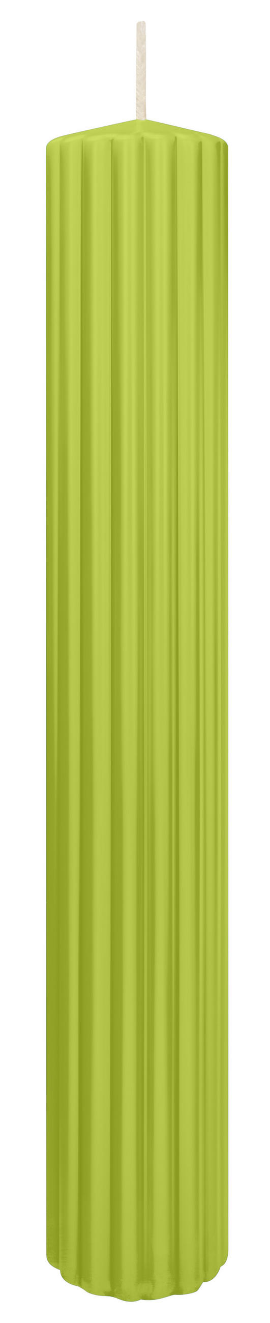 RILLEN KERZEN Apfelgrün 300 x Ø 45 mm, 4 Stück - Apfelbaumfarben, Paraffin (8/15/15cm) - Wiedemann Kerzen