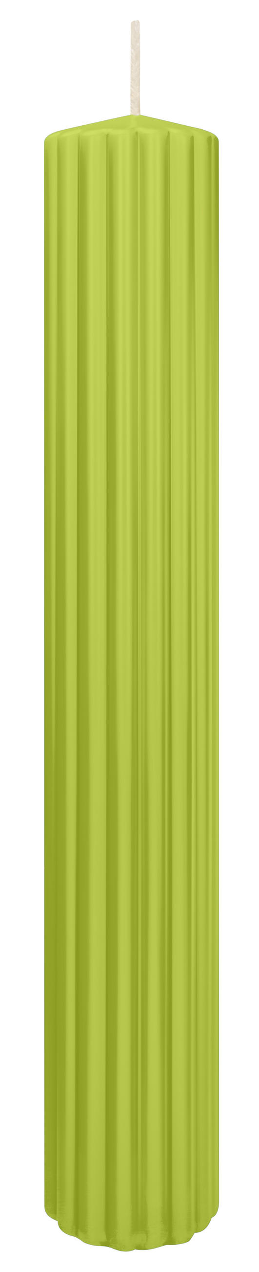 RILLEN KERZEN Apfelgrün 300 x Ø 45 mm, 4 Stück - Apfelbaumfarben, Paraffin (8/15/15cm) - Wiedemann Kerzen
