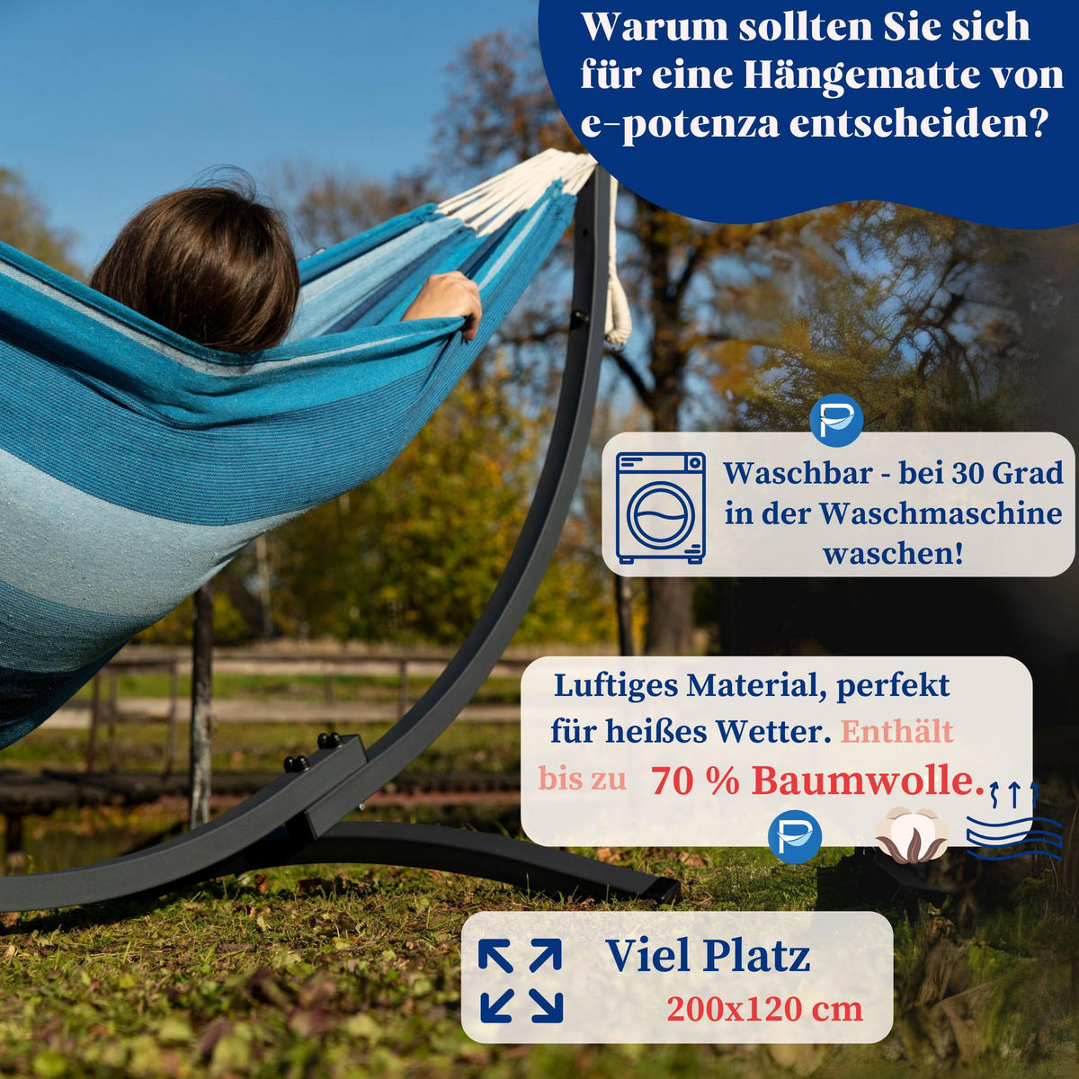 HÄNGEMATTE mit Gestell Metal Potenza - Grün, Metall (98/110/250cm) - Potenza