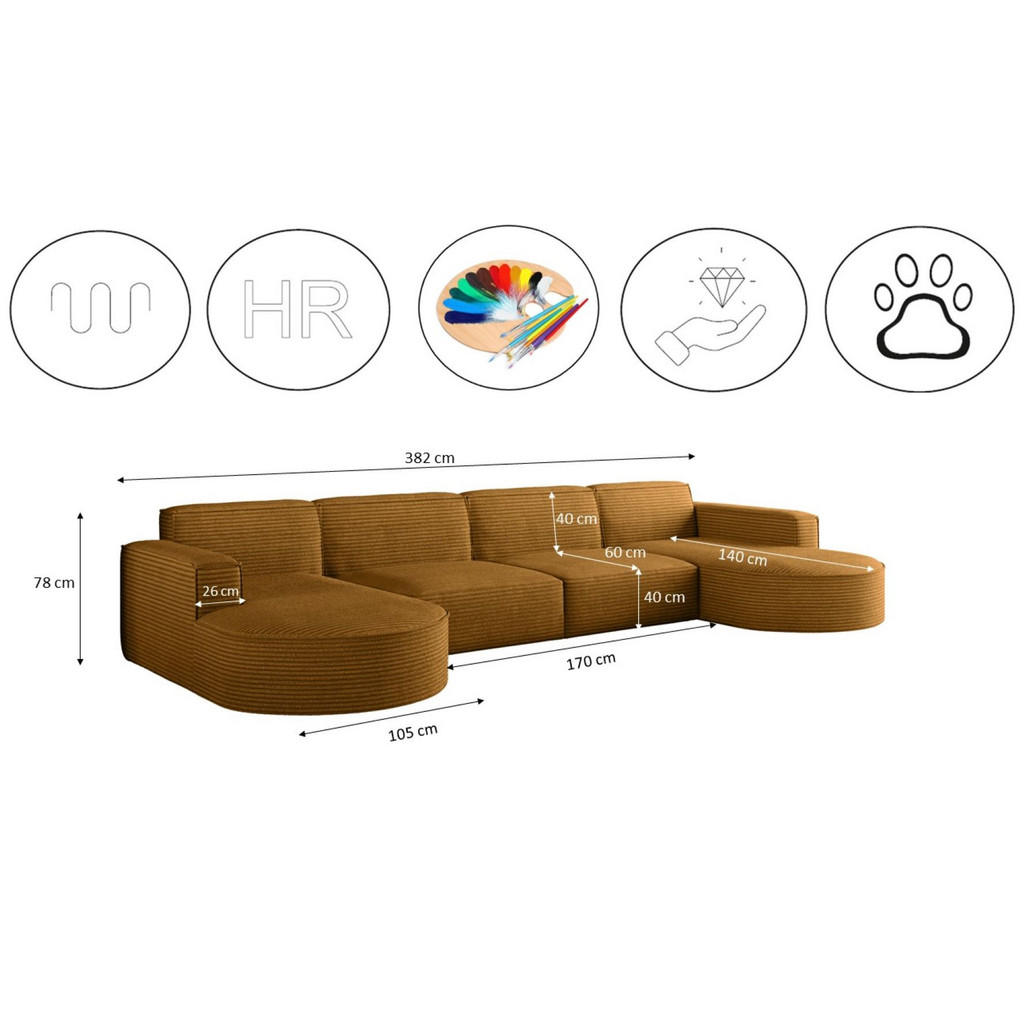 Thumbnail - Kaiser Möbel Ecksofa, Gelb, Holz, 382x165 cm, Wohnzimmer, Sofas & Couches, Wohnlandschaften, Ecksofas