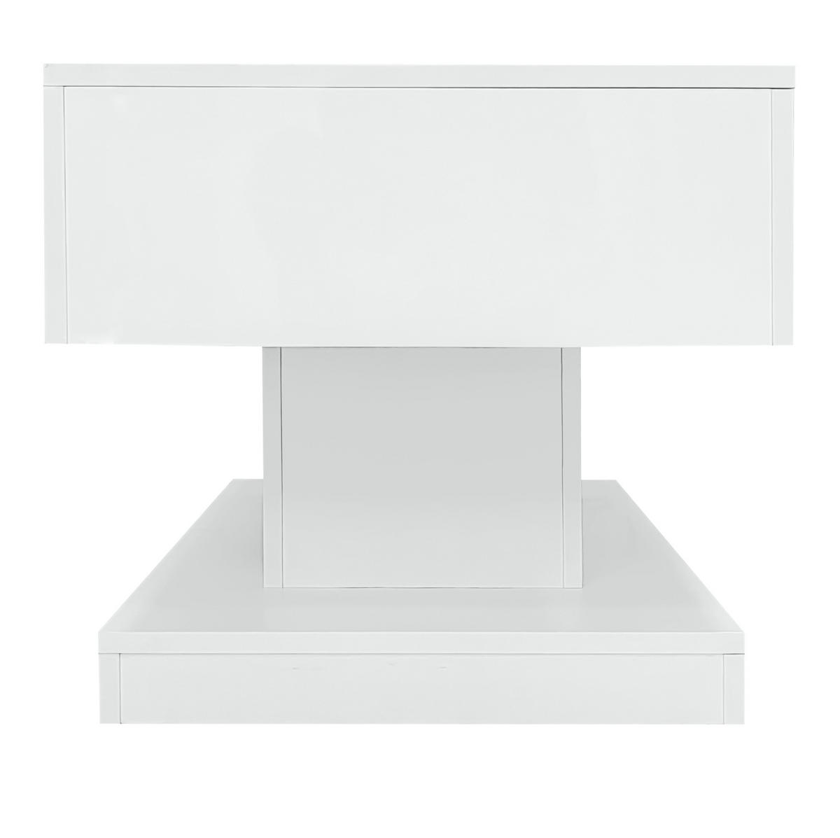 COUCHTISCH aus Spanplatte 100x50x45 cm in Weiß mit Liftfunktion & LED - Weiß, Holzwerkstoff (100/50/45cm) - Modfu