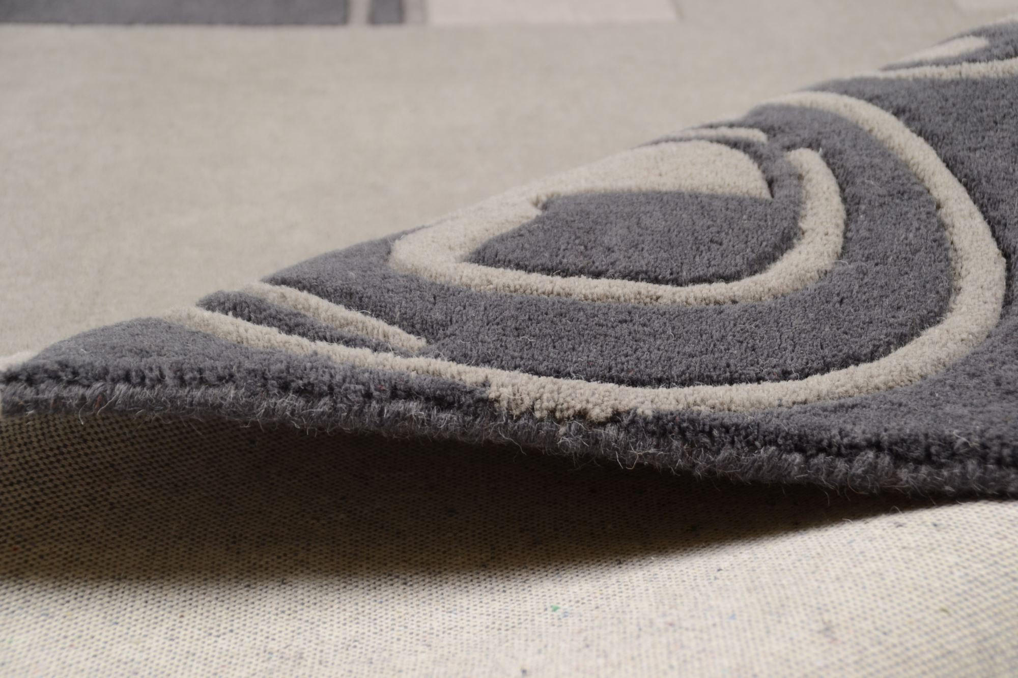 Thumbnail - Theko Handtuftteppich, Grau, Textil, Abstrakt, Rechteckig, 70x140 cm, Teppiche & Böden, Teppiche, Hochflorteppiche & Sha...