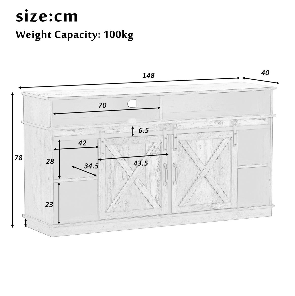 TV-SCHRANK 148/40/78 cm rustikal braun mit 2 Schiebetüren und höhenverstellbaren Regalen - Rotbraun, Holzwerkstoff (148/78/40cm) - OKWISH