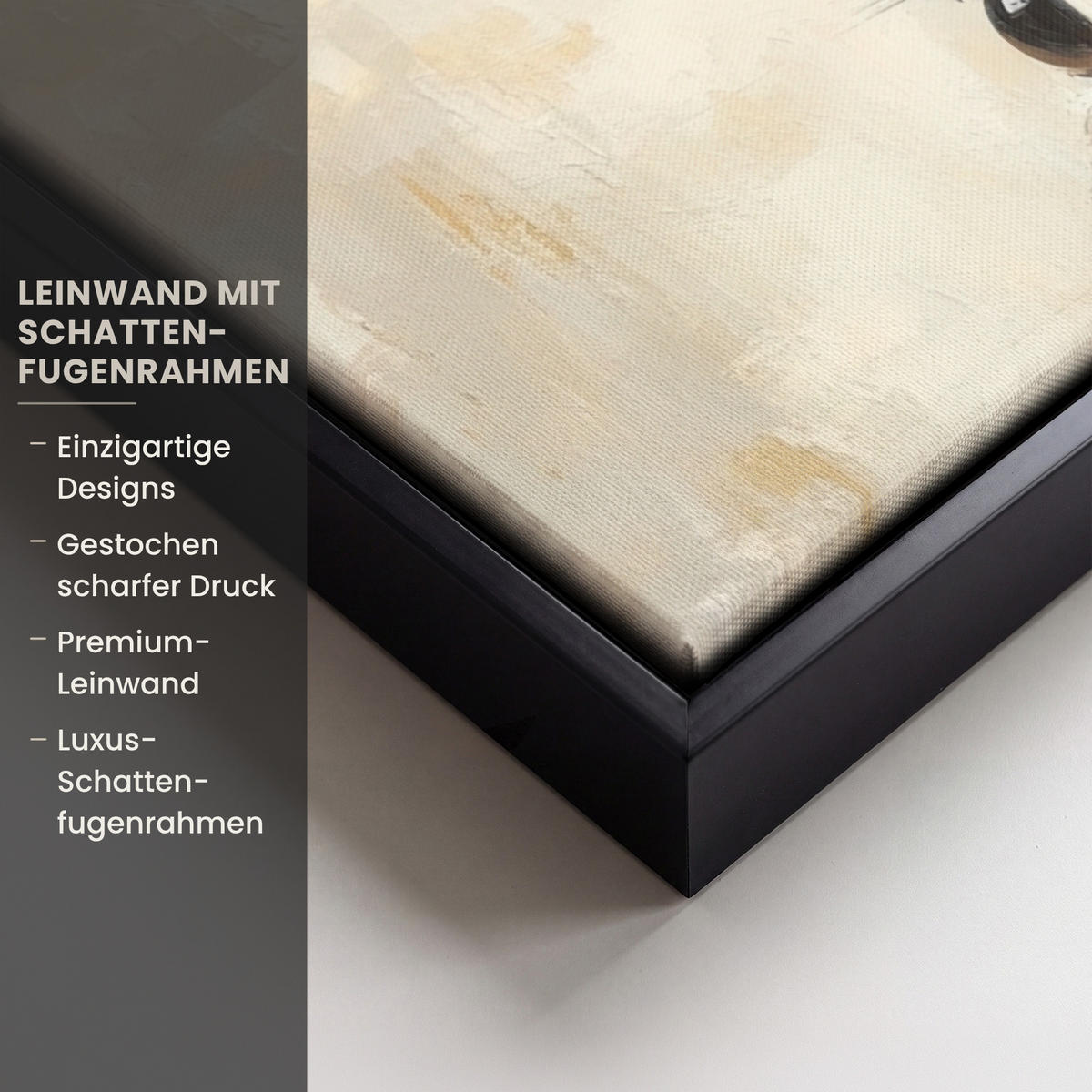 LEINWAND Bilder mit Rahmen - Hase - Ohren - Braun - 60x80 - Beige, Textil (60/80cm) - MuchoWow