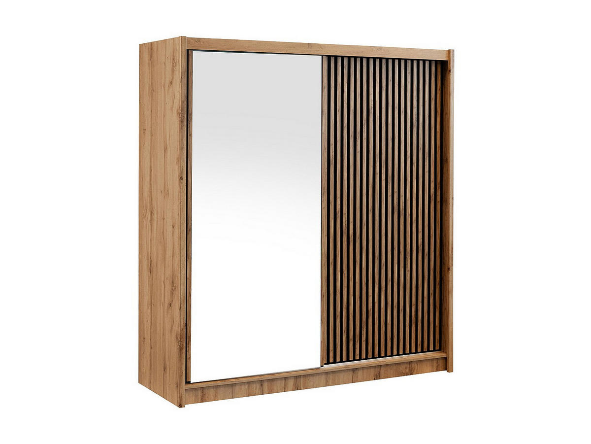 KLEIDERSCHRANK - 203 cm x 60.5 cm - Holz, Platte - Naturfarben Hell CALOWI - Naturfarben, Holz (203/215/60.5cm) - Vente-Unique