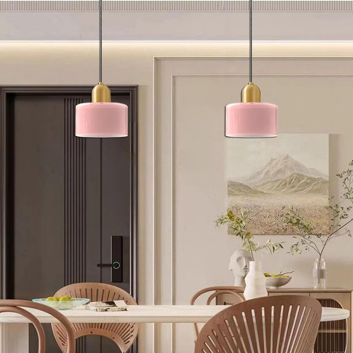PENDELLEUCHTEN,GLAS, 220 V, 12 W, 15 cm Durchmesser,Pink - Pink, Glas (15/15/100cm) - Authentics