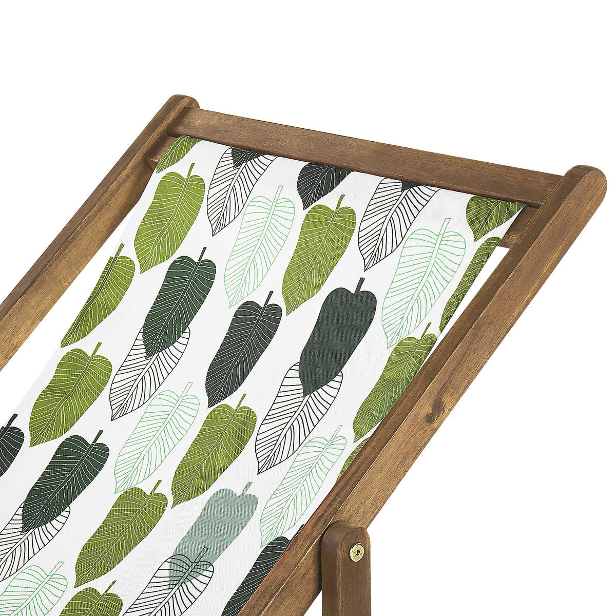 GARTENLIEGE 2er-Set hellbraun Textil grün/weiß Blättermotiv Anzio - Hellbraun/Weiß, Textil (54/70/97cm) - Beliani