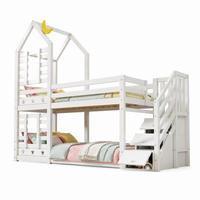 ETAGENBETT 90/200 mit Schubladen, Stauraumtreppe und Rausfallschutz in Weiß - Weiß, Holzwerkstoff (90/200cm) - EVRYAE
