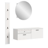 GARDEROBE Set weiß Hochglanz 140 cm, Kombination mit 3D-Struktur - Weiß Hochglanz/Schwarz, Glas/Holzwerkstoff (141/192/34cm) - Inn.Furn