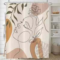 DUSCHVORHANG Boho Kunst abstrakt wasserdicht Stoff für Badewanne mit Haken - Gelb, Textil (180/180cm) - MCBOSON