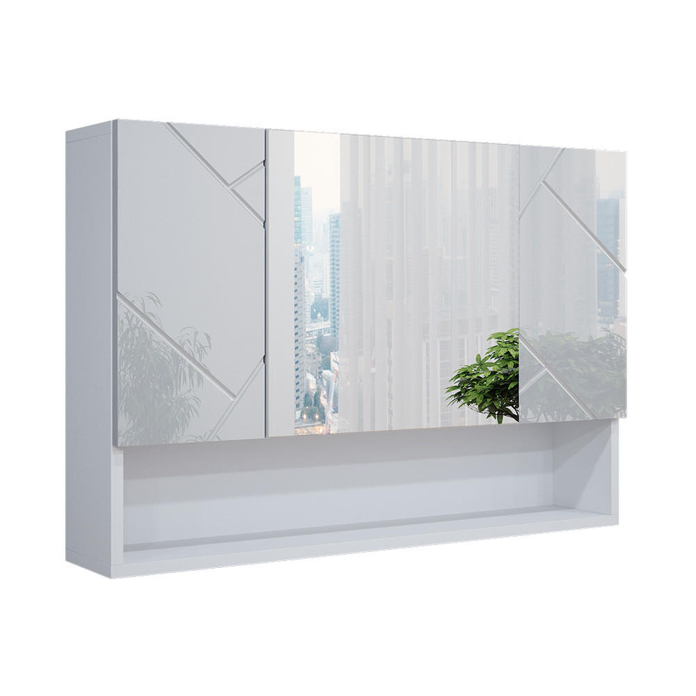 BADSPIEGELSCHRANK Irma Weiß Hochglanz 80.1 x 55 cm - Weiß Hochglanz, Holzwerkstoff (80.1/55/17cm) - Vicco