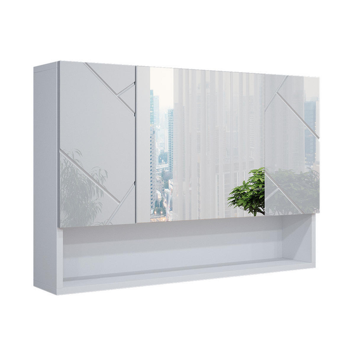 BADSPIEGELSCHRANK Irma Weiß Hochglanz 80.1 x 55 cm - Weiß Hochglanz, Holzwerkstoff (80.1/55/17cm) - Vicco