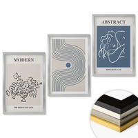 WANDBILDER 3er Set - 40x60 cm Silberner Rahmen - abstrakte Poster mit Blumenlinien - Silberfarben, Kunststoff (40/60cm) - ArtPrintCave