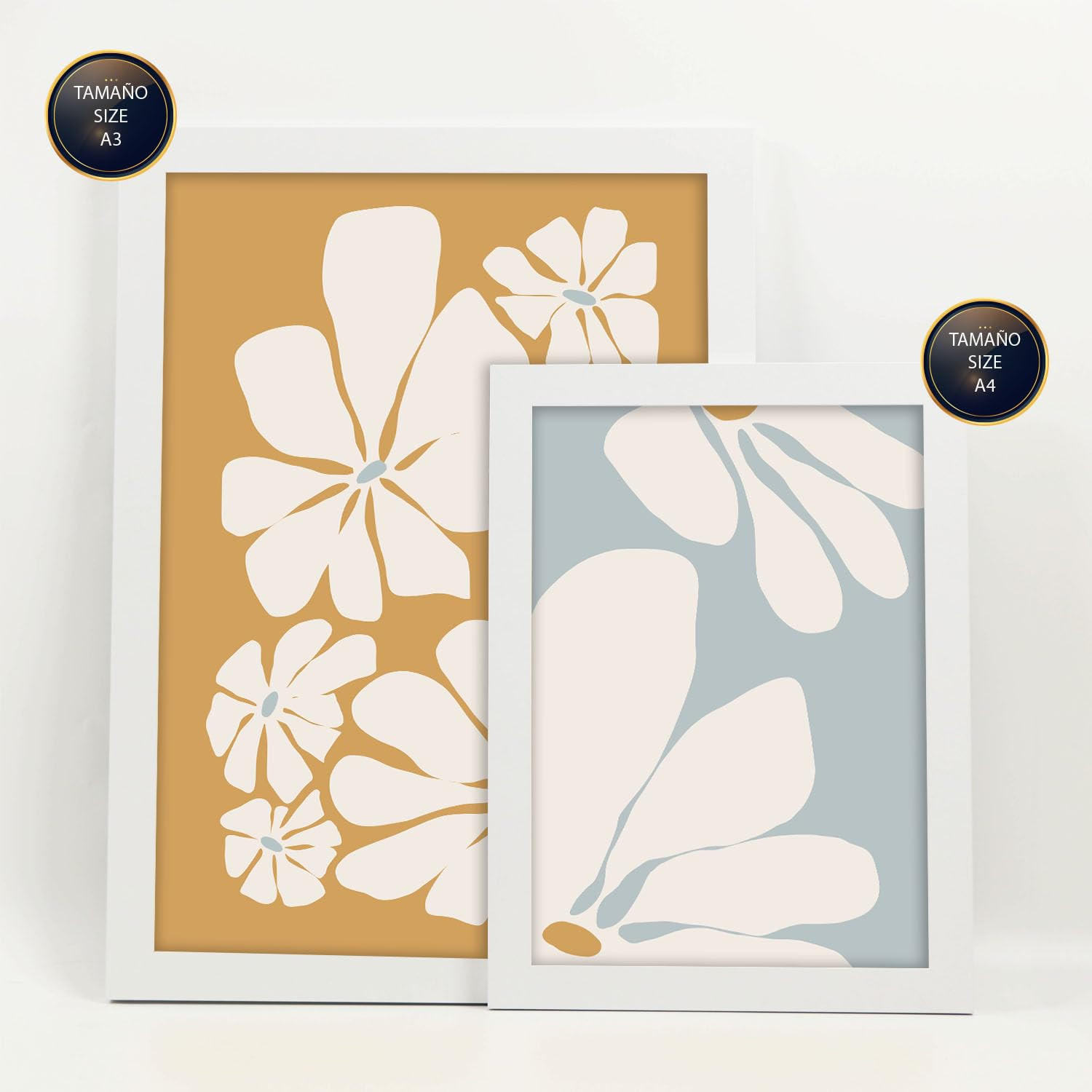 POSTER Set Mit 6 Blumenrahmen 2 In Blume Zusammenfassung Ästhetische Dekorative Gemälde Für Ihr Wohnzimmer Schlafzimmer Zuhause A3 & A4 Weißer Rahmen - Weiß, Papier (29/3cm) - Nacnic