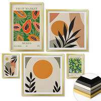 WANDBILDER 5er Set - 50x50 cm & 20x30 cm & 40x60 cm Goldrahmen - Fruchtmuster der italienischen Kultur - Goldfarben, Kunststoff (40/60cm) - ArtPrintCave