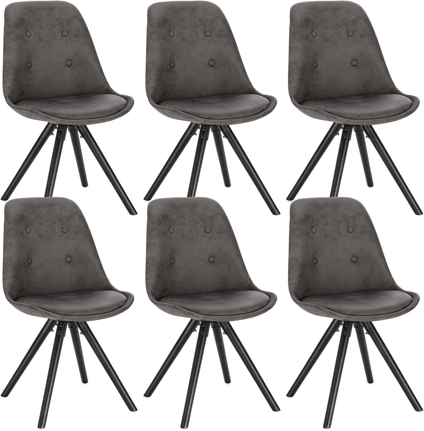 ESSZIMMERSTÜHLE 6er Set, Polsterstuhl, Anthrazit - Anthrazit/Schwarz, Holz/Textil (43/83/44.5cm) - Woltu