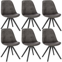 ESSZIMMERSTÜHLE 6er Set, Polsterstuhl, Anthrazit - Anthrazit/Schwarz, Holz/Textil (43/83/44.5cm) - Woltu