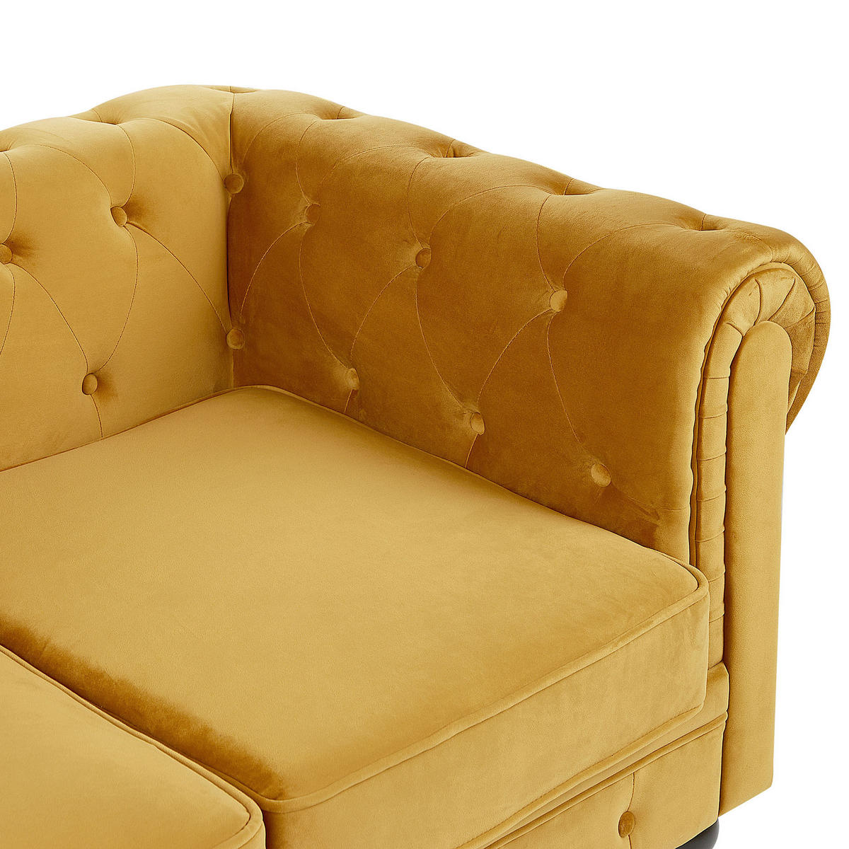 SOFA-SET 4-sitzer Samtstoff Gelb Chesterfield - Goldfarben, Textil (201/70/75cm) - Beliani