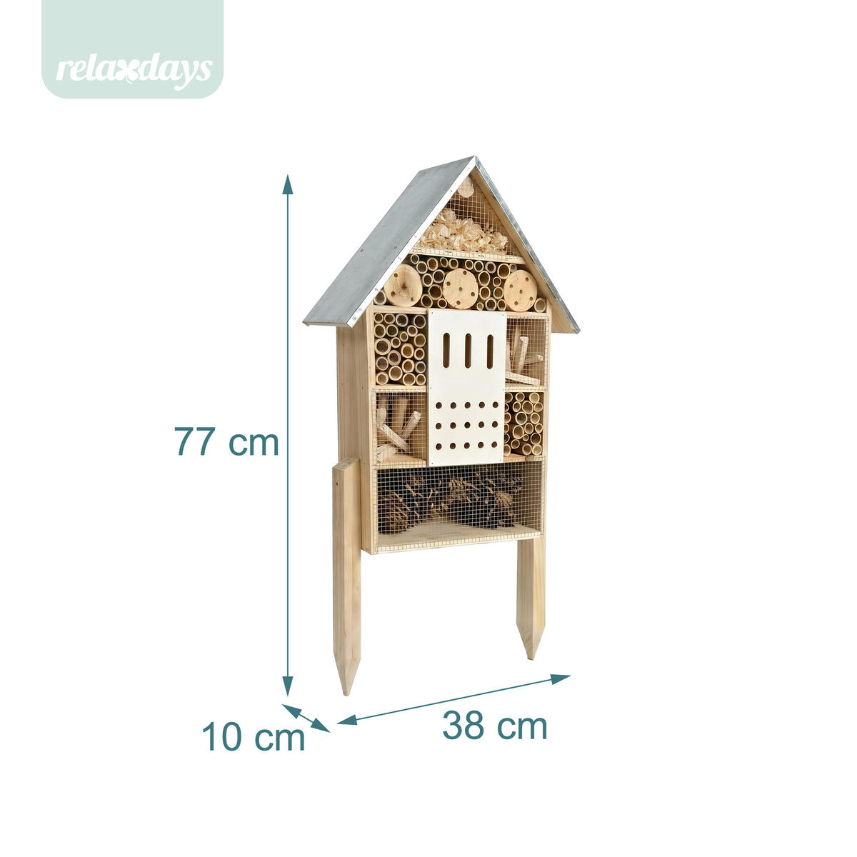 INSEKTENHOTEL - Hellbraun, Holz/Metall (38/77/10cm) - Relaxdays