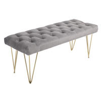 SCHUHBANK mit Samtoptik, für Schlafzimmer, Wohnzimmer, Flur, Metall, Grau - Grau, Kunststoff (445/49/116cm) - HOMCOM
