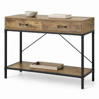KONSOLENTISCH aus Spanplatte und Metall 100x35x76,5 cm Braun-Schwarz mit 2 Schubladen - Braun, Holzwerkstoff (35/100/76.5cm) - IVMEU