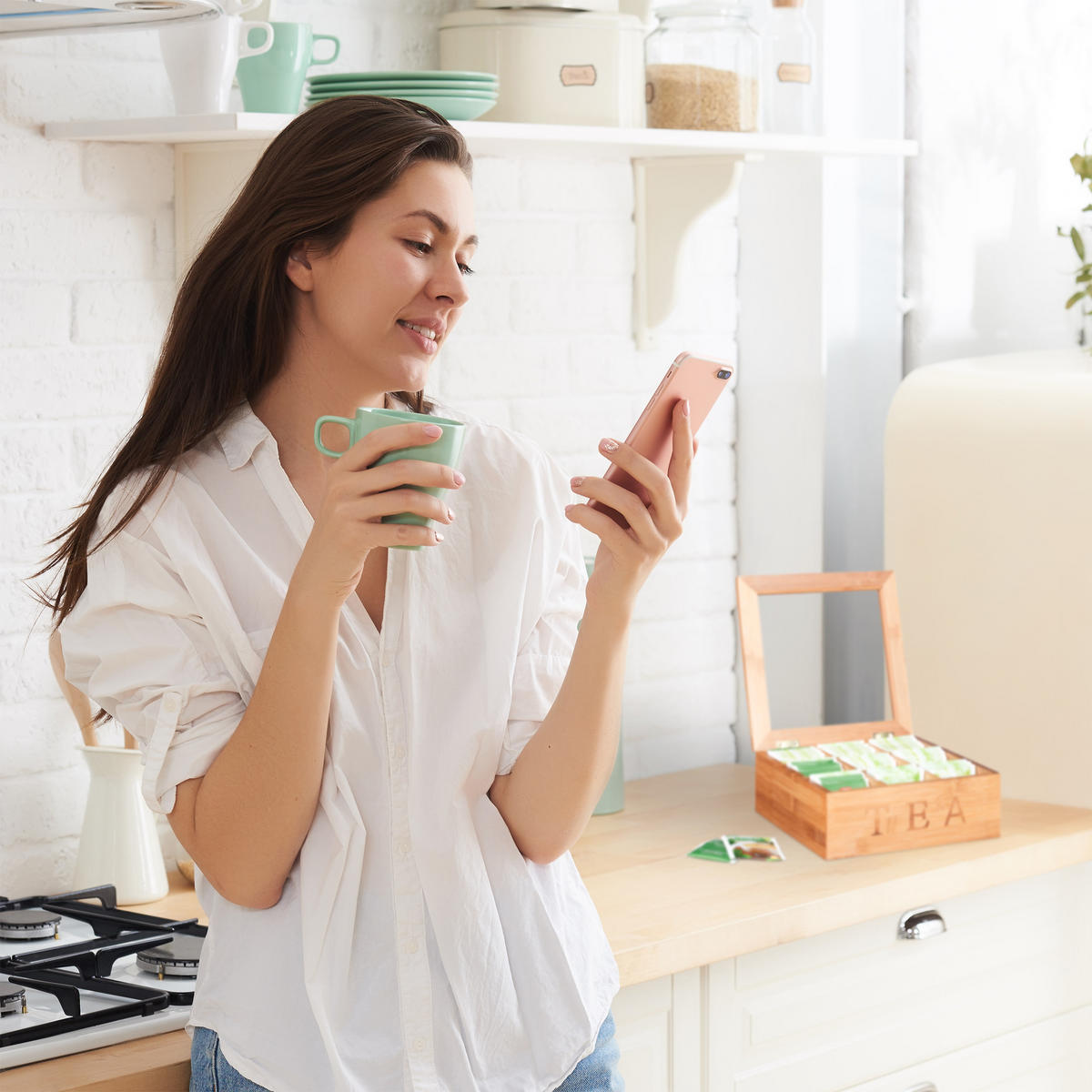 TEEBOX - Hellbraun, Holz/Kunststoff (22/8.5/22cm) - Relaxdays