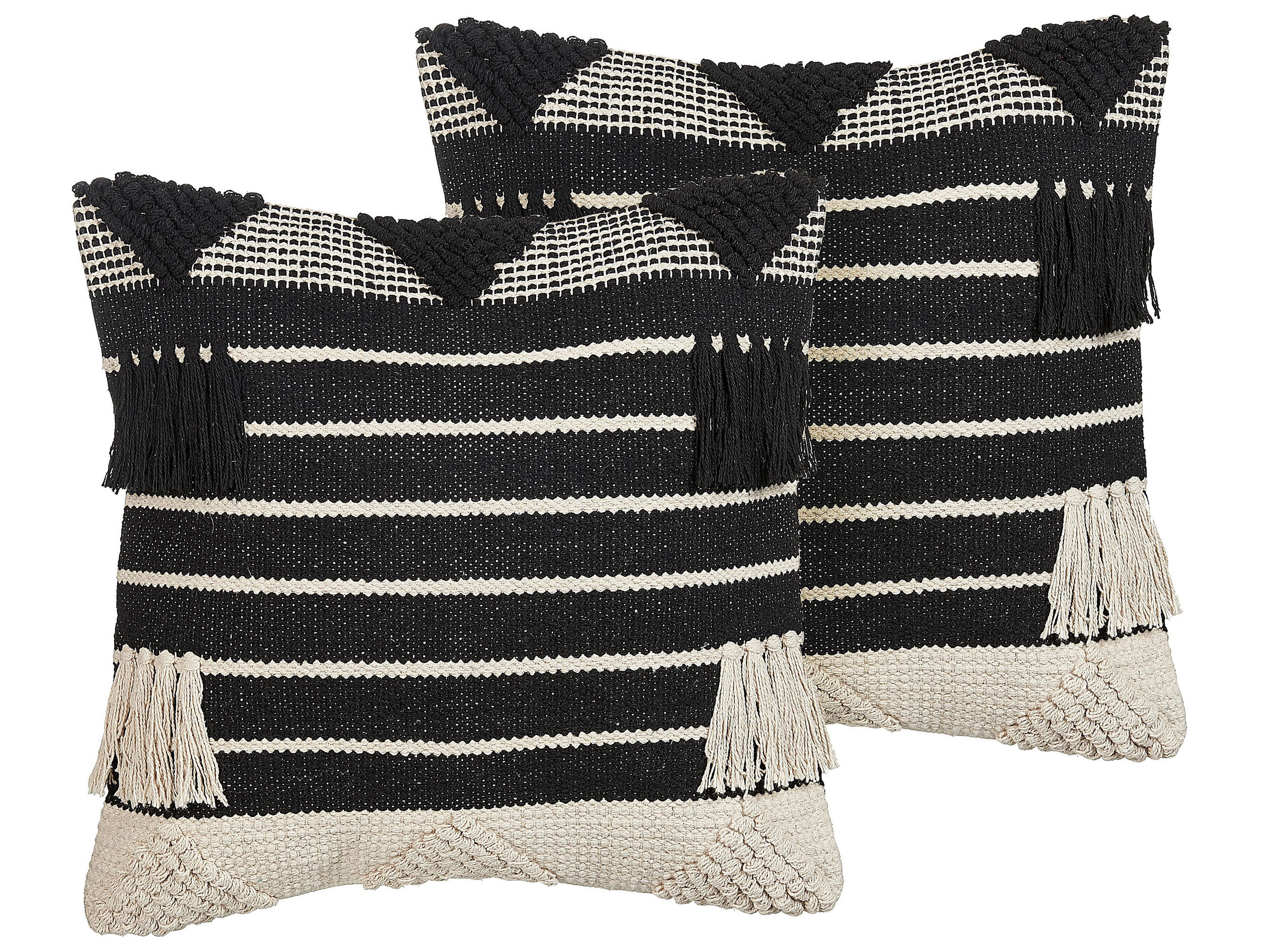 DEKOKISSEN 2er-Set Schwarz 50/50 cm Chittoor - Schwarz, Naturmaterialien/Textil (50/50cm) - Beliani