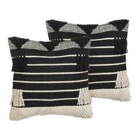 DEKOKISSEN 2er-Set Schwarz 50/50 cm Chittoor - Schwarz, Naturmaterialien/Textil (50/50cm) - Beliani