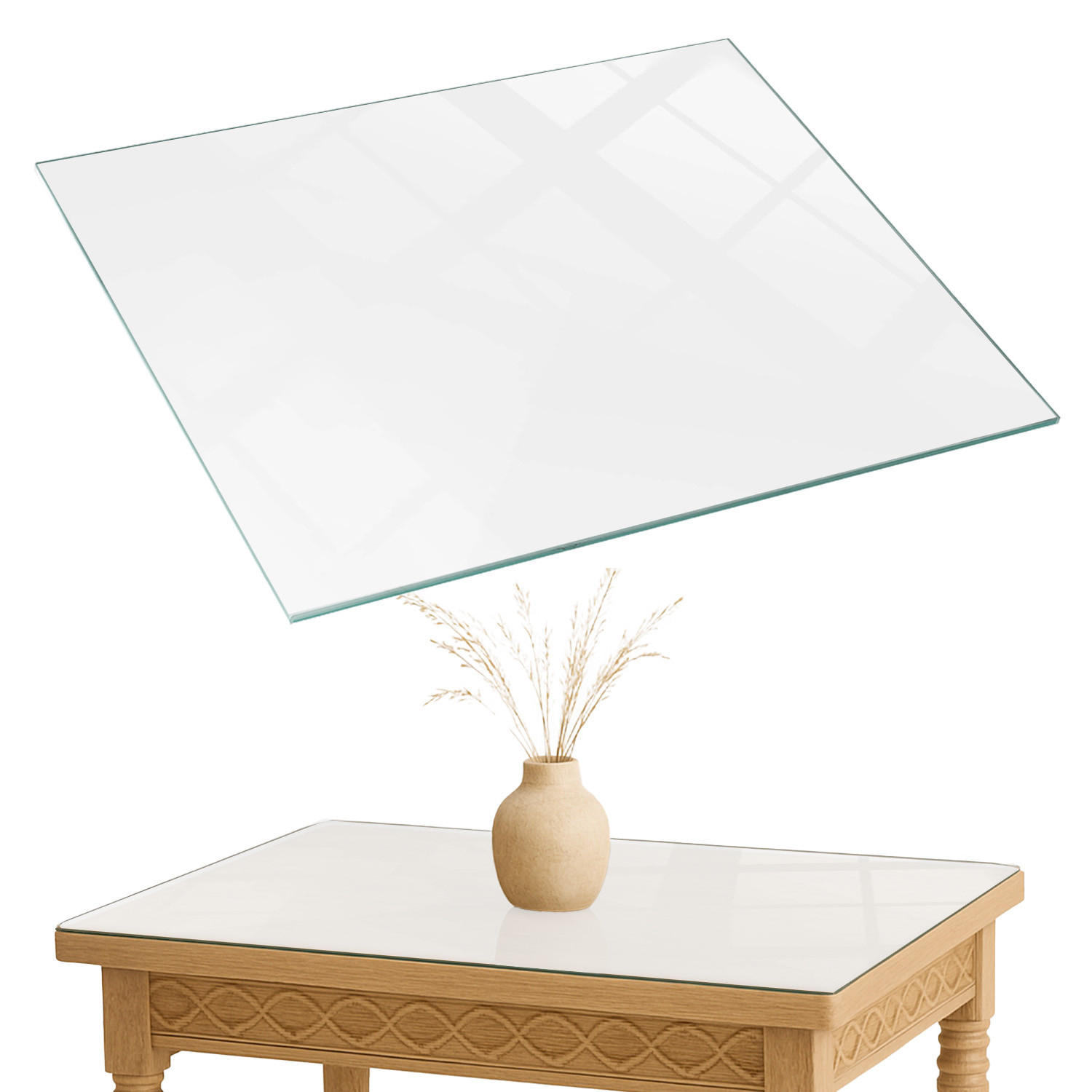 TISCHPLATTE 80x60 cm Farbe Weiß, glatt - Weiß, Glas (80/60/0.4cm) - TULUP