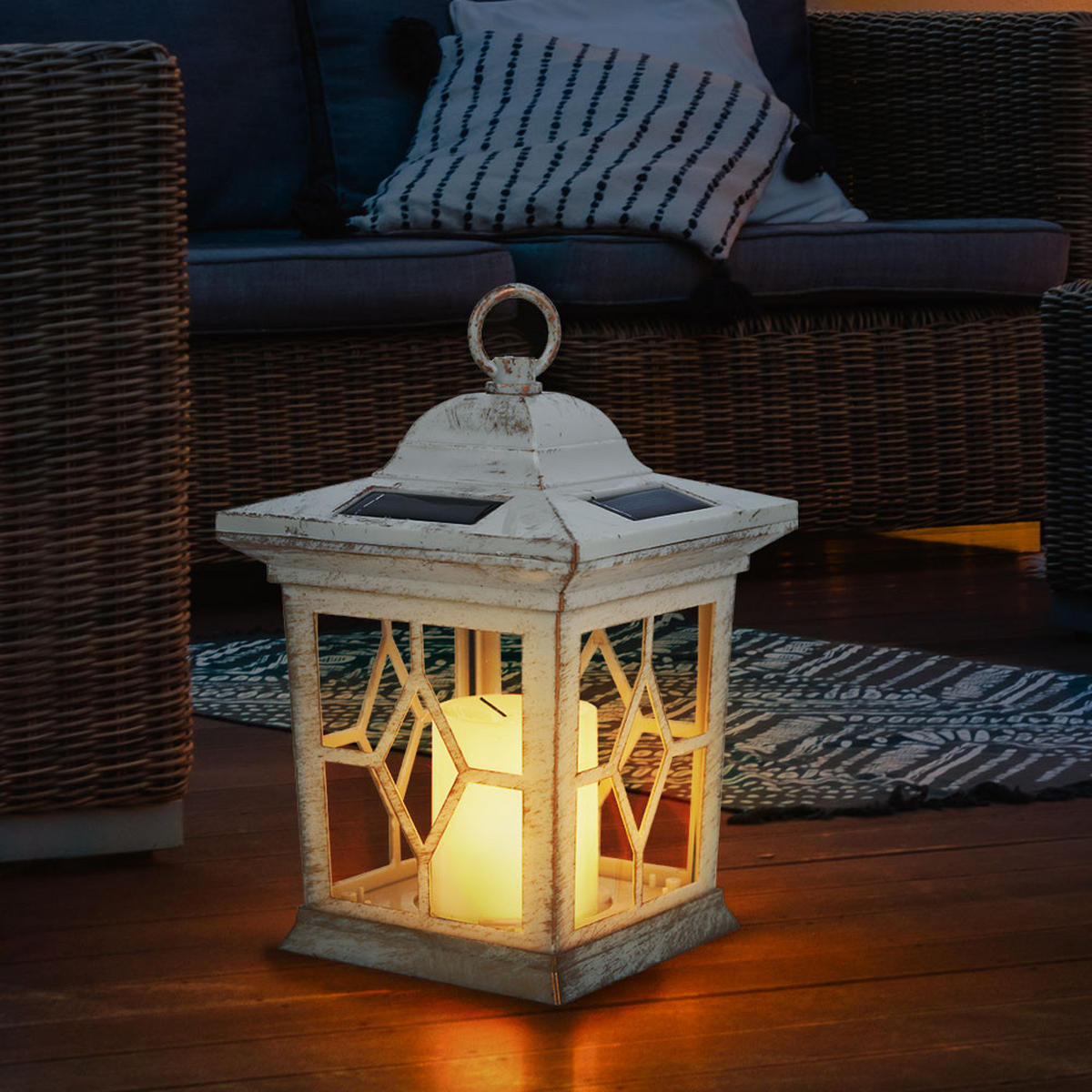 LED AUSSENLEUCHTE Solarmetall Weiß - Weiß, Metall (21/14.3/31cm) - Globo Lighting