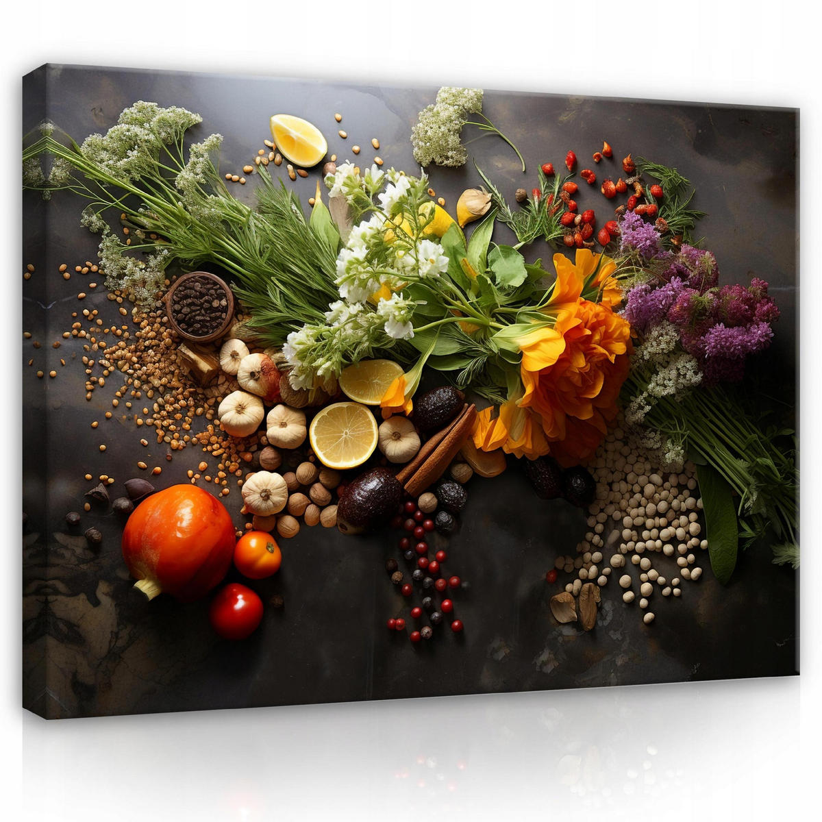 LEINWANDBILD Küche Gewürze 60x40 - Multicolor, Holzwerkstoff (60/40cm) - Wallarena