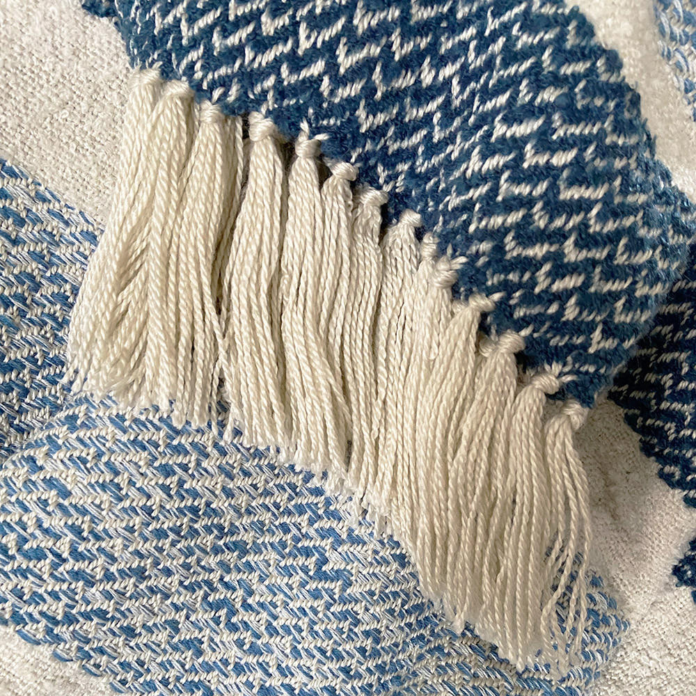 DECKE Berber Körnig Blau - Blau/Weiß, Textil (125/150cm) - Malagoon