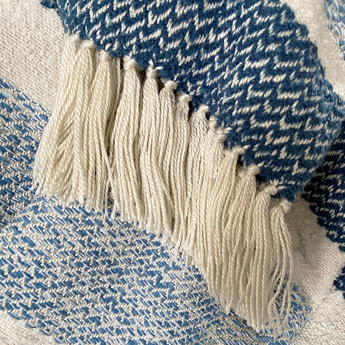DECKE Berber Körnig Blau - Blau/Weiß, Textil (125/150cm) - Malagoon