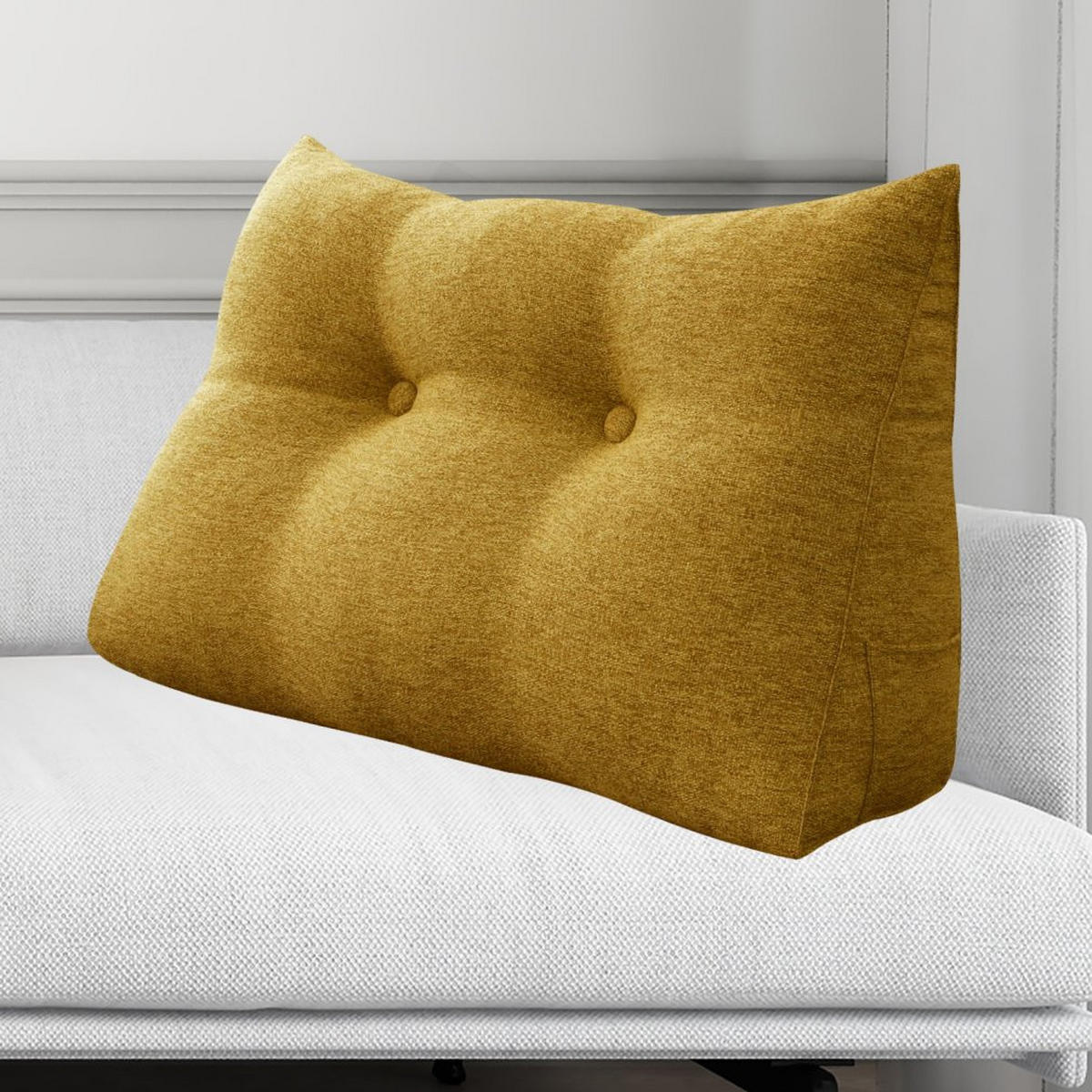 KEILKISSEN für Bett Leinenlook Gelb 80 cm - Gelb, Textil (50/80cm) - Vercart