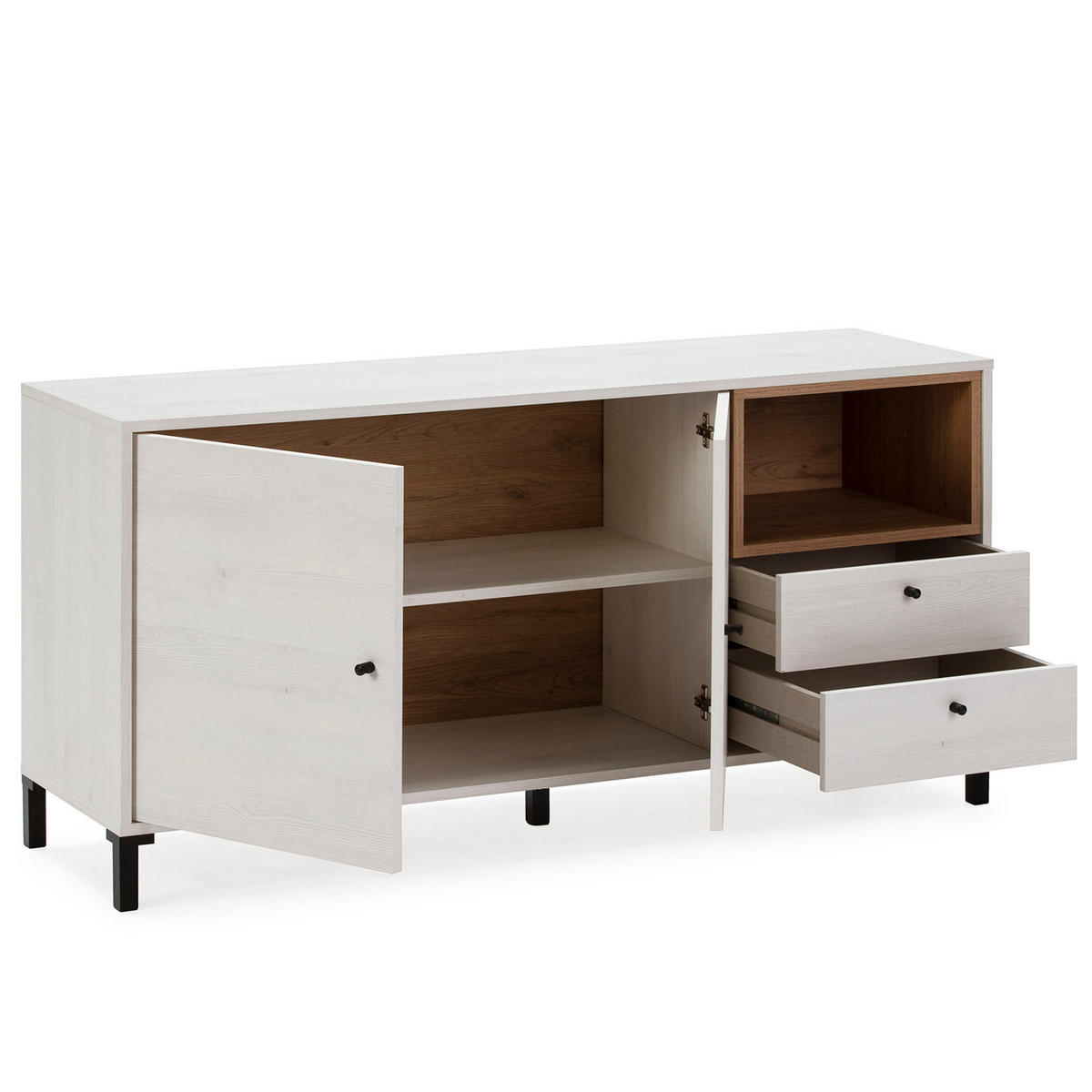SIDEBOARD Javea 2 Schubladen Weiß - Weiß, Holzwerkstoff (136/67/40cm)