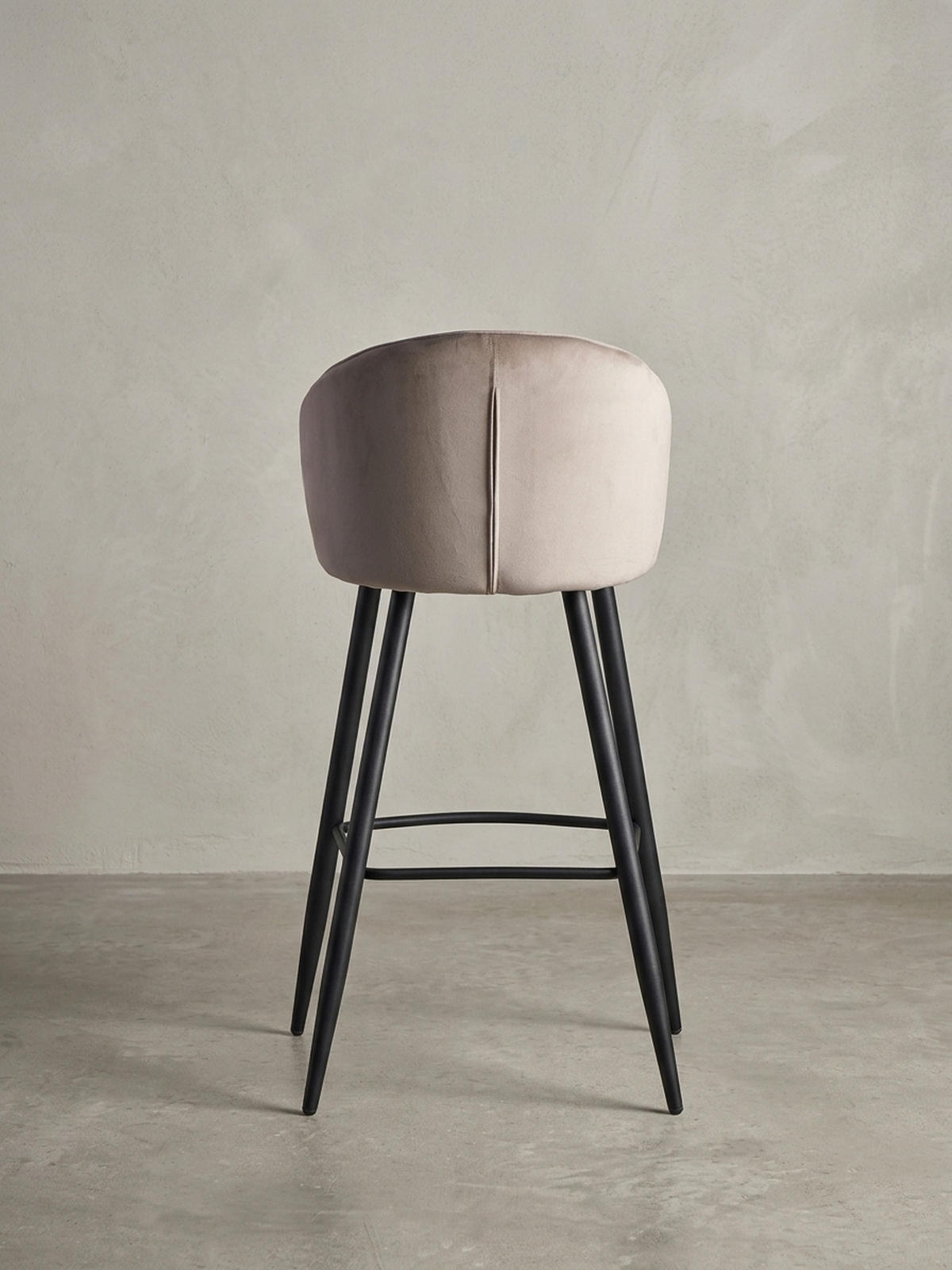 BARHOCKER Samt Metallbeine Skandi-Stil ADIGE, Beige 56x53x103 cm - Beige/Schwarz, Textil/Metall (56/103/53cm) - KADIMA DESIGN