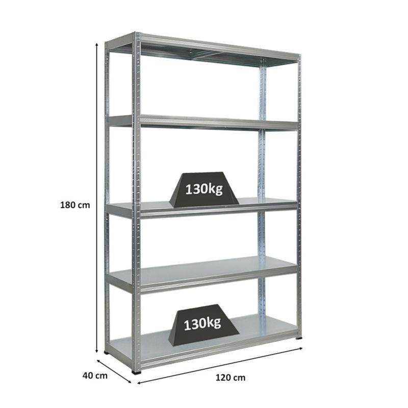 SCHWERLASTREGAL Steel Eagle 180x120x40 cm Fachlast 130kg Verzinkt - Silberfarben, Metall (120/180/40cm) - PROREGAL