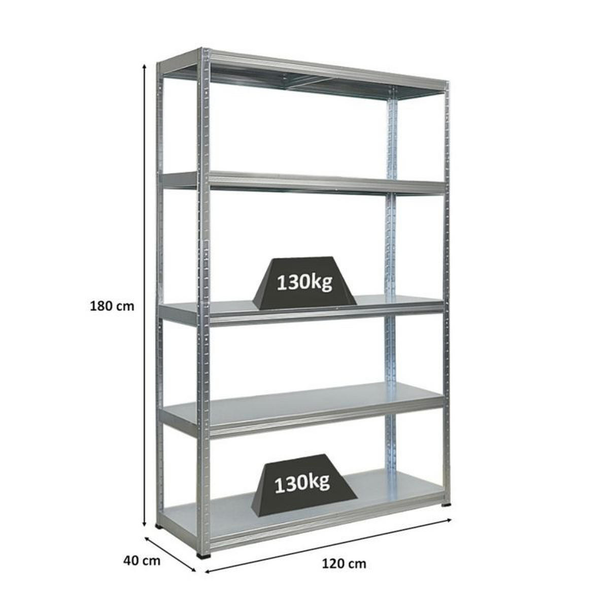 SCHWERLASTREGAL Steel Eagle 180x120x40 cm Fachlast 130kg Verzinkt - Silberfarben, Metall (120/180/40cm) - PROREGAL