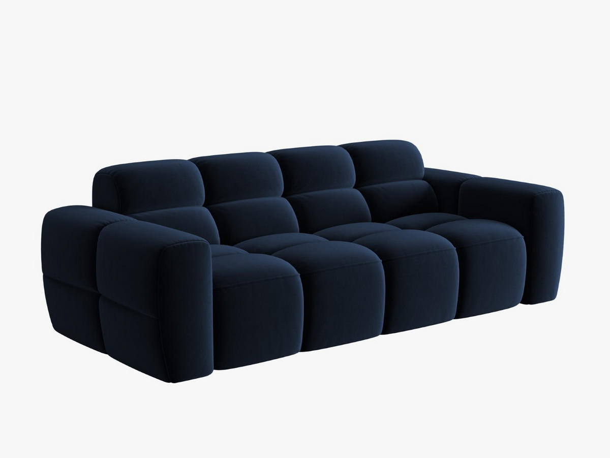 SOFA Lisa aus Samt königsblau 3 Sitzplätze - Dunkelblau, Textil (101/77/216cm) - Micadoni
