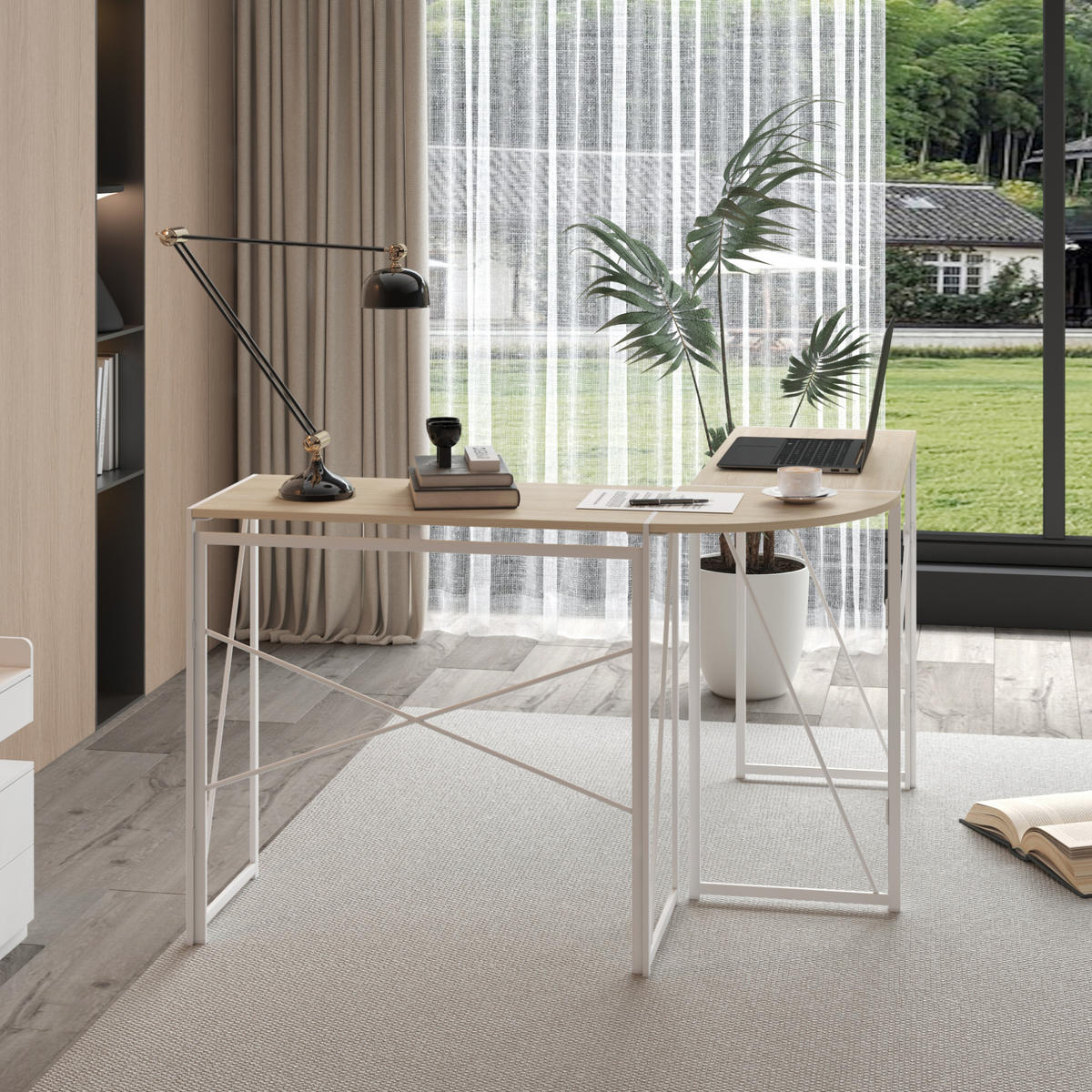 ECKSCHREIBTISCH in L-Form Metall und Holz Wood - Birnbaumfarben, Metall (118/118/74.5cm) - Meubliv