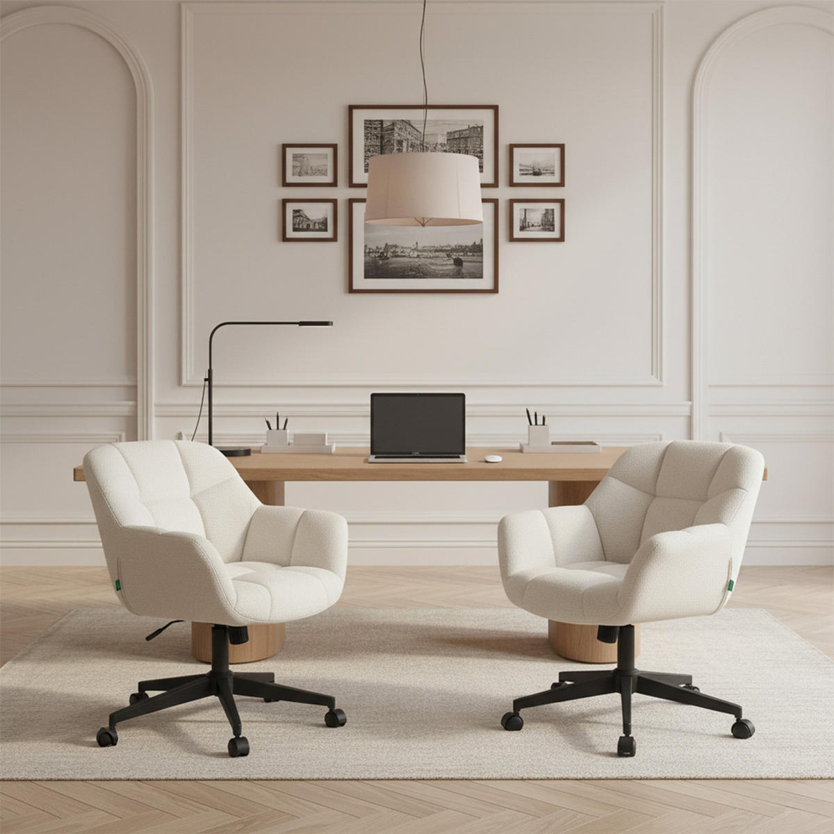 BÜROSTUHL Mika-Nuri - Creme/Schwarz, Textil/Metall (65/78/66cm) - DUBI Möbel