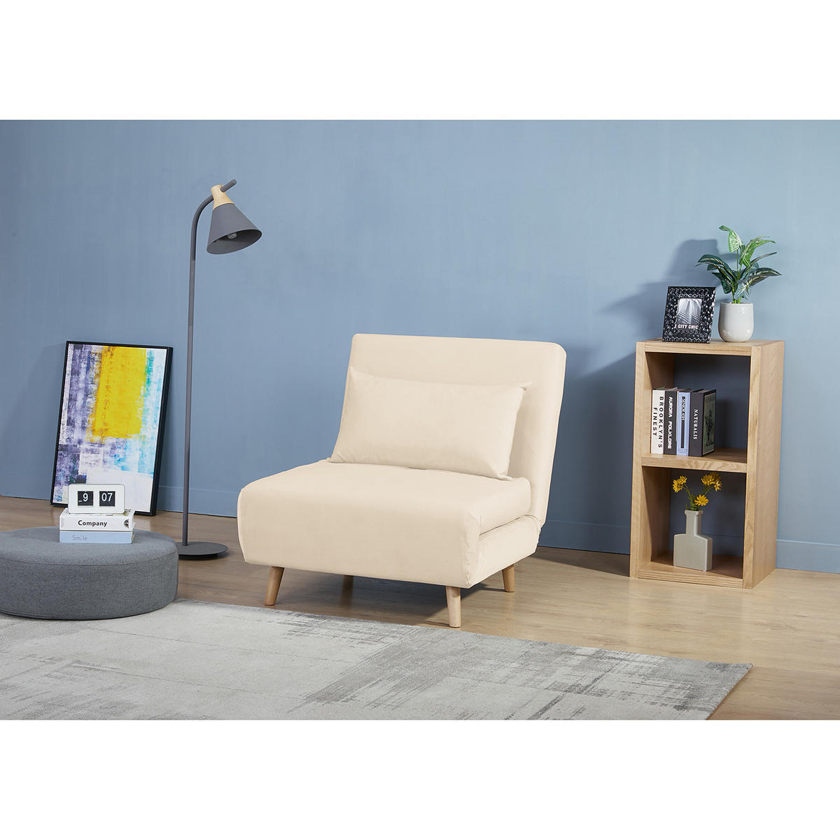 SCHLAFSESSEL - Buchefarben/Creme, Holz/Buchenholz (77/81/90cm) - home24