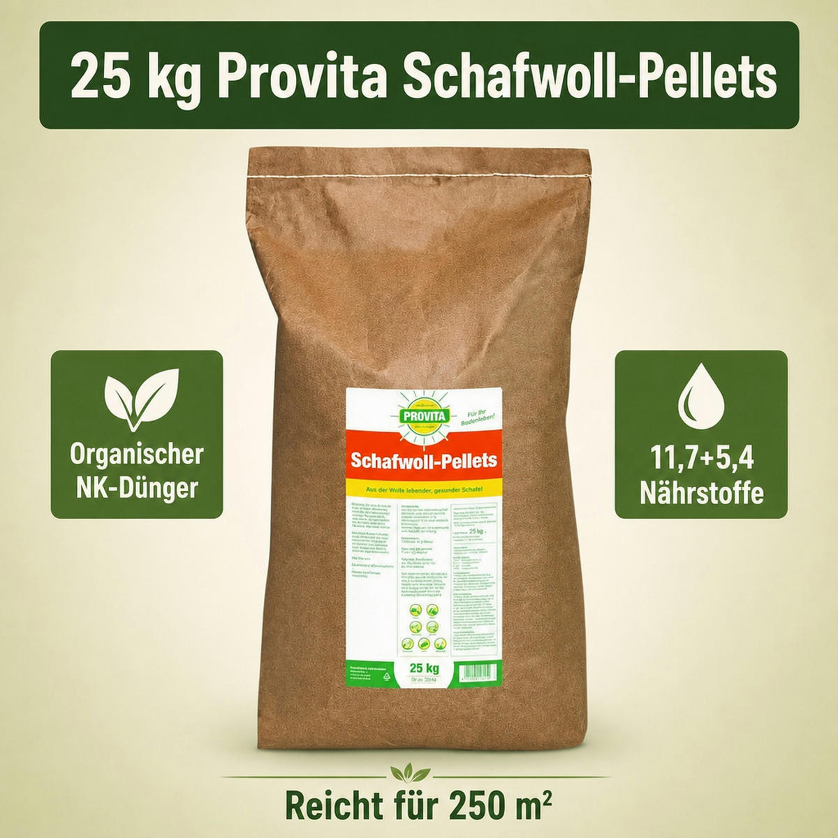 SCHAFWOLLPELLETS 25 kg - Braun, Naturmaterialien (40/50/40cm) - BONI-SHOP