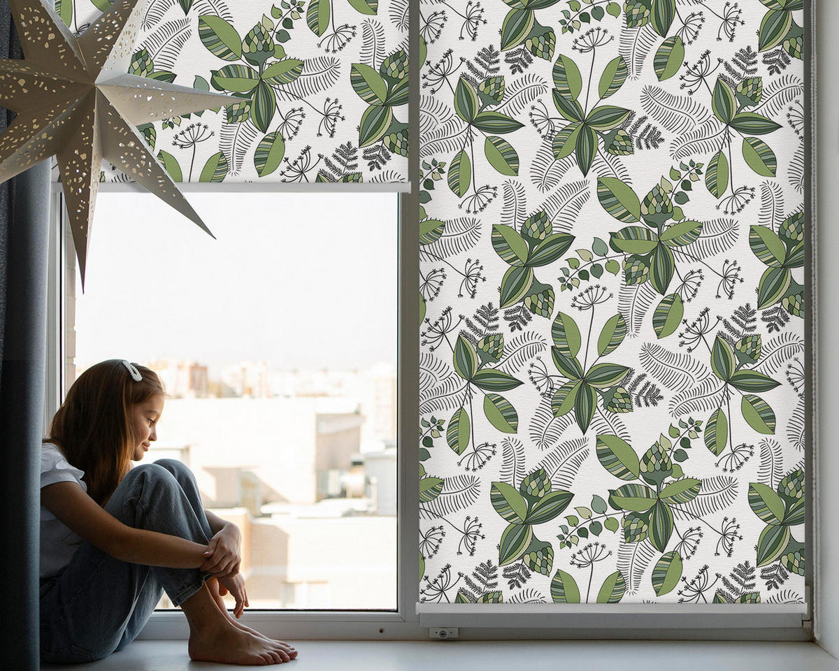 VNÚTORNÁ roleta - okenná roleta - roleta - 80x140 cm - Rastliny - zelená, plast (80/140/0.5cm) - TULUP