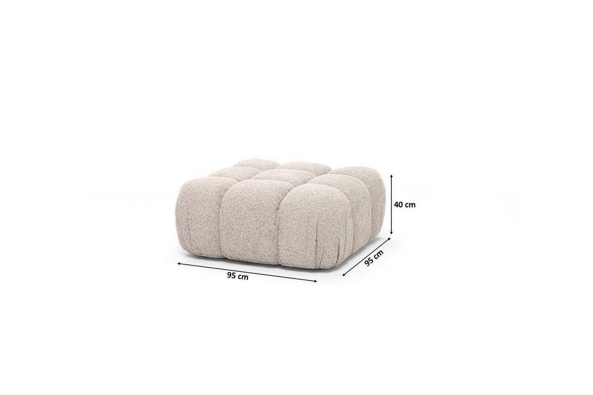 HOCKER Modularer, Bouclé-Stoff Abriamo, Beige, Selia - Beige, Holz (95/40/95cm) - Kaiser Möbel